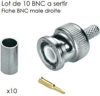 Lot de 10 BNC a sertir, Fiche BNC male droite