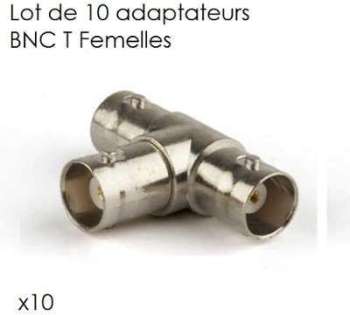 Lot de 10 adaptateurs BNC T Femelle, BNC en T