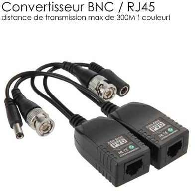 Paire de balun BNC vers RJ45 et alim