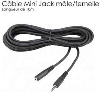 Cable Mini Jack mâle femelle de 10m