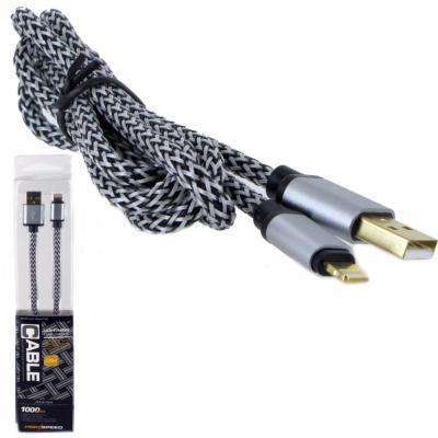 Câble Data USB Renforcé Rigide Lightning Noir Tres
