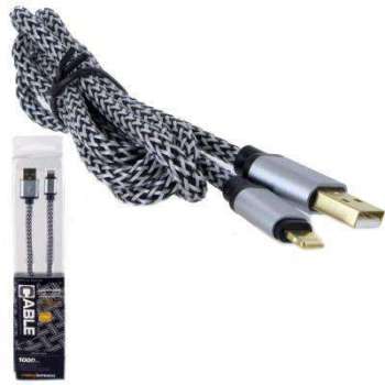 Câble Data USB Renforcé Rigide Lightning Noir Tres