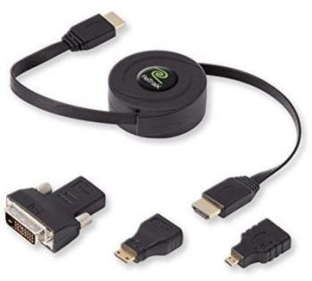 Câble HDMI Retrak 1M50 Rétractable Multi adaptateu