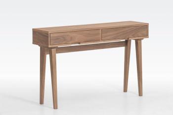 Console 2 Tiroirs en Bois de Noyer Style Vintage 1
