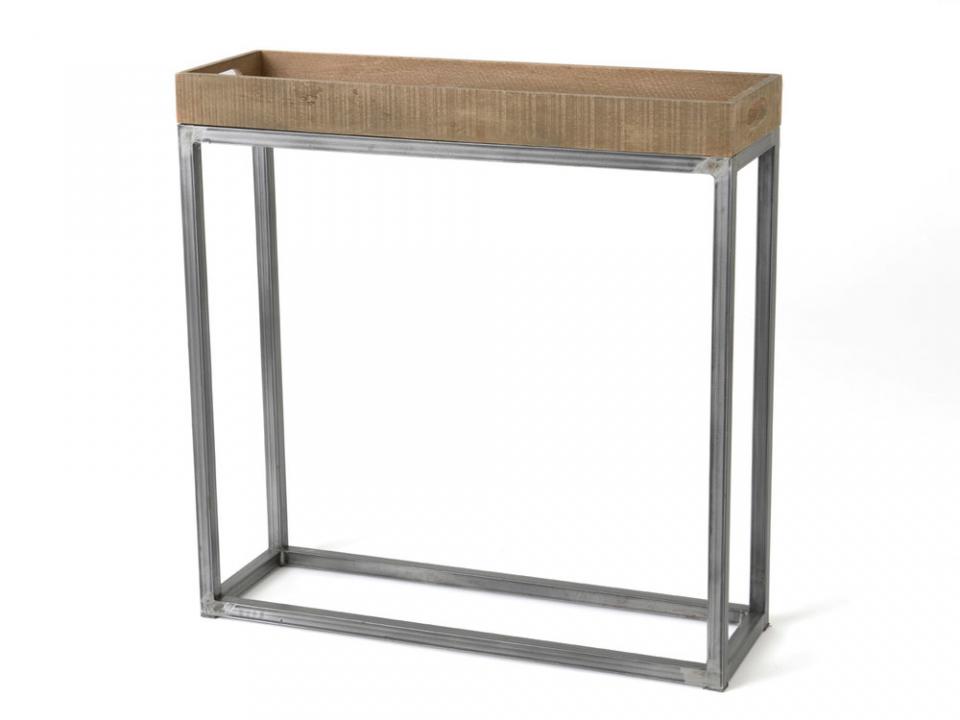 Console bac à anses en bois recyclé et piètement r