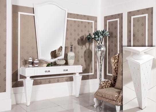 Console gamme Diamond en bois blanc laqué - Luxe à