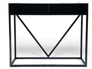 Console dentrée design - Marbre & Métal noir - Ve