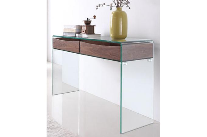 Console design en verre et bois HEARTS