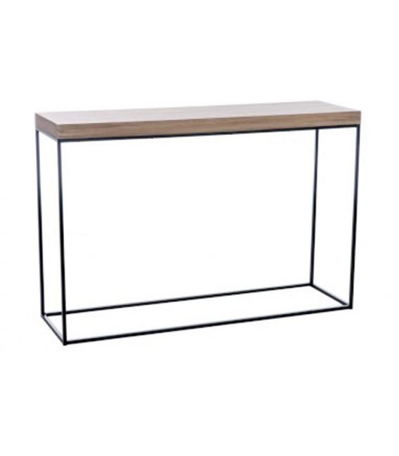 Console dEntrée en Métal Noir et Plateau en Bois