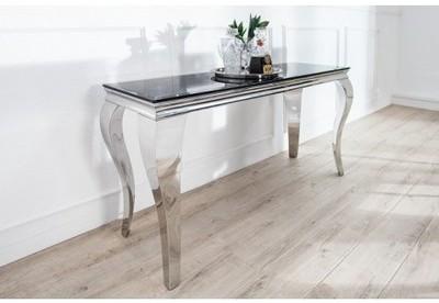 Console baroque en acier inox verre noir Armelle 140 Console baroque en acier inox