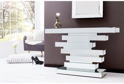 Console design en verre de couleur argenté