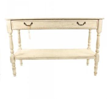 MEUBLE CONSOLE DRAPIER BOIS CERUSE BLANC 1 TIROIR 120x45x77cm MEUBLE CONSOLE DRAPIER BOIS