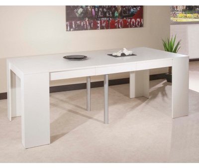 Console ELASTO Blanc mat, extensible en table repa