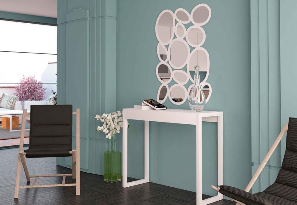 Console Rectangulaire en Acier Blanc Paris 100x35x