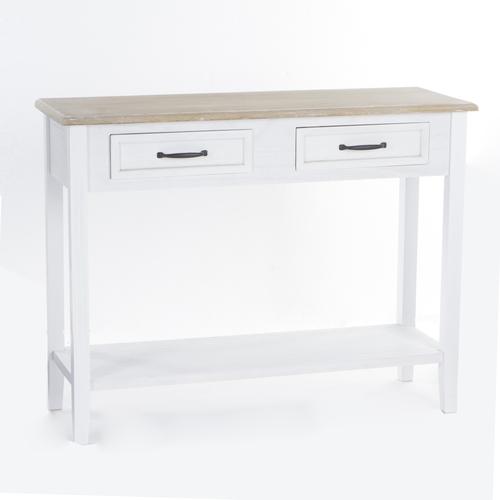 Console charme en bois noir et blanc 2 tiroirs Dam
