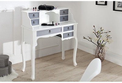 Meuble coiffeuse moderne en bois MDF coloris blanc