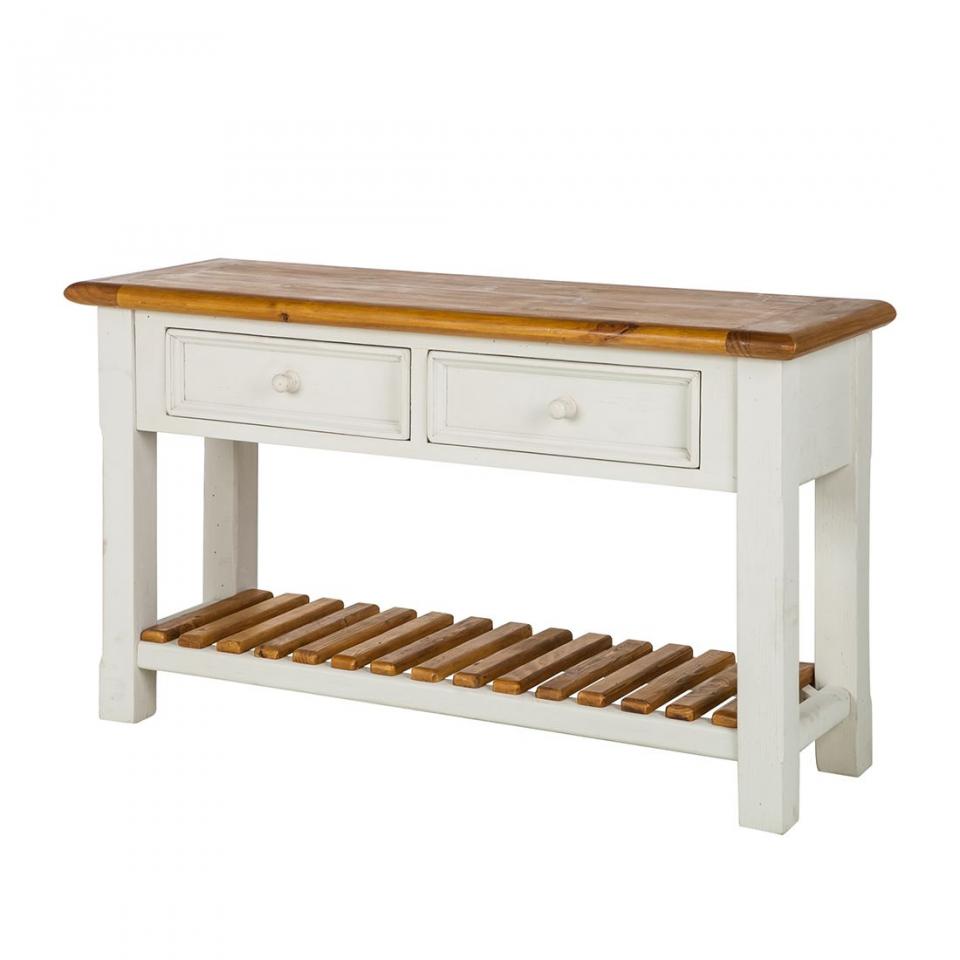 Console Boddo - pin massif - blanc / Couleur miel