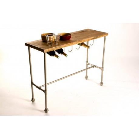 Console bois métal range bouteilles