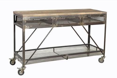 Desserte industrielle 3 tiroirs métal et bois GÖT