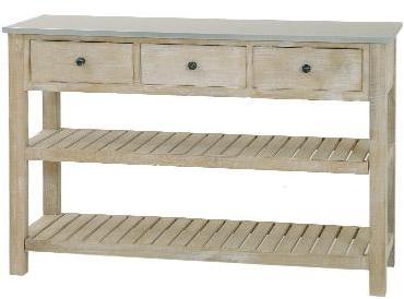 Console 2 étagères 3 tiroirs paulownia