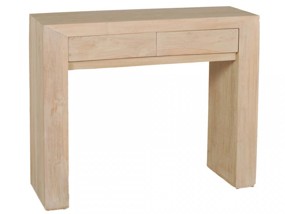 Console murale rectangulaire 2 tiroirs en bois L90