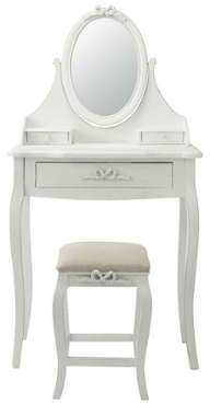 Coiffeuse blanche avec tabouret Charlotte