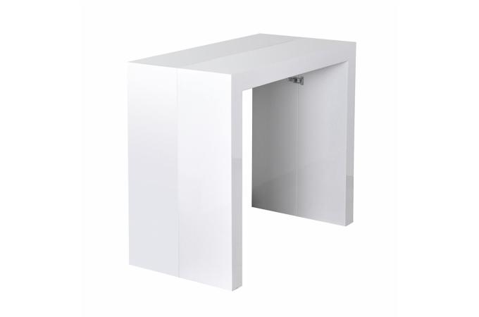 Table console laquée blanche 4 rallonges CARLA XL