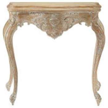 Table console en manguier blanchi effet vieilli L
