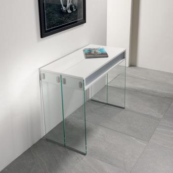 Console extensible STEF blanc mat piétement en ver