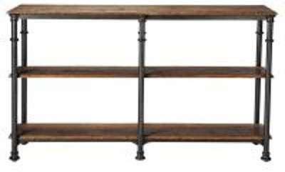 Table console en métal et bois massif recyclé noir