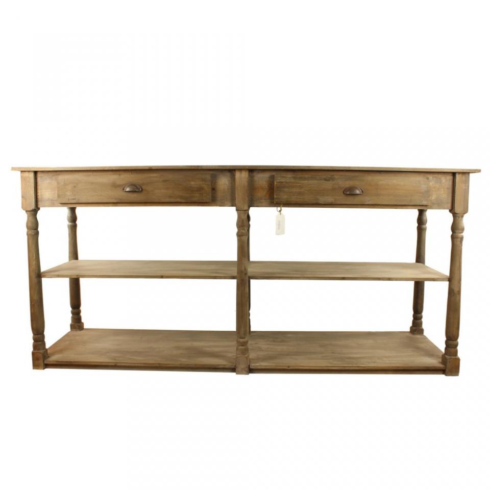 MEUBLE CONSOLE DRAPIER BOIS 2 TIROIRS 190x54x87cm