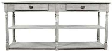 MEUBLE CONSOLE DRAPIER BOIS CERUSE BLANC 2 TIROIRS MEUBLE CONSOLE DRAPIER BOIS