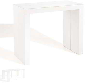 Console 3 allonges plateau en verre et acier color