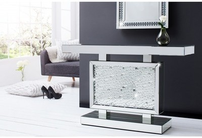 Console design en verre de couleur argenté