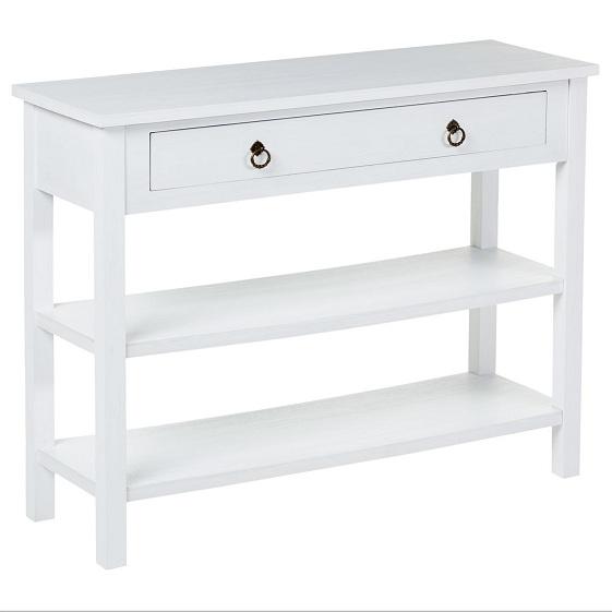 Console blanche charme en bois 2 tiroirs Loriel (L