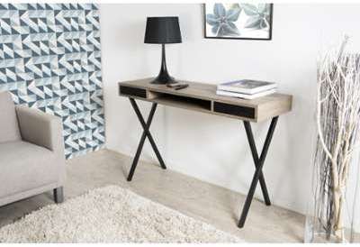 Console 120x40cm avec tiroirs pieds croisés métal