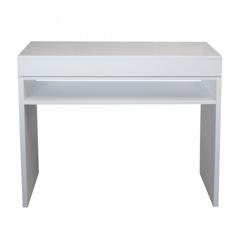Console avec plateau coulissant laquée blanche