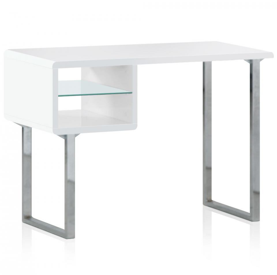 Bureau bois laqué et inox Model Blanc