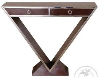 Console en bois foncé double tiroirs - Delta