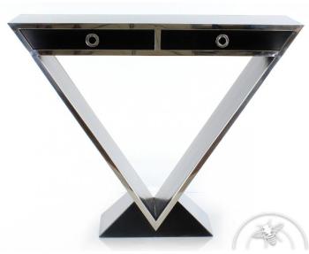Console design laquée noire double tiroir - Delta Console design laquée noire