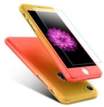 Coque Complète Bicolore Jaune et Orange avec Verre