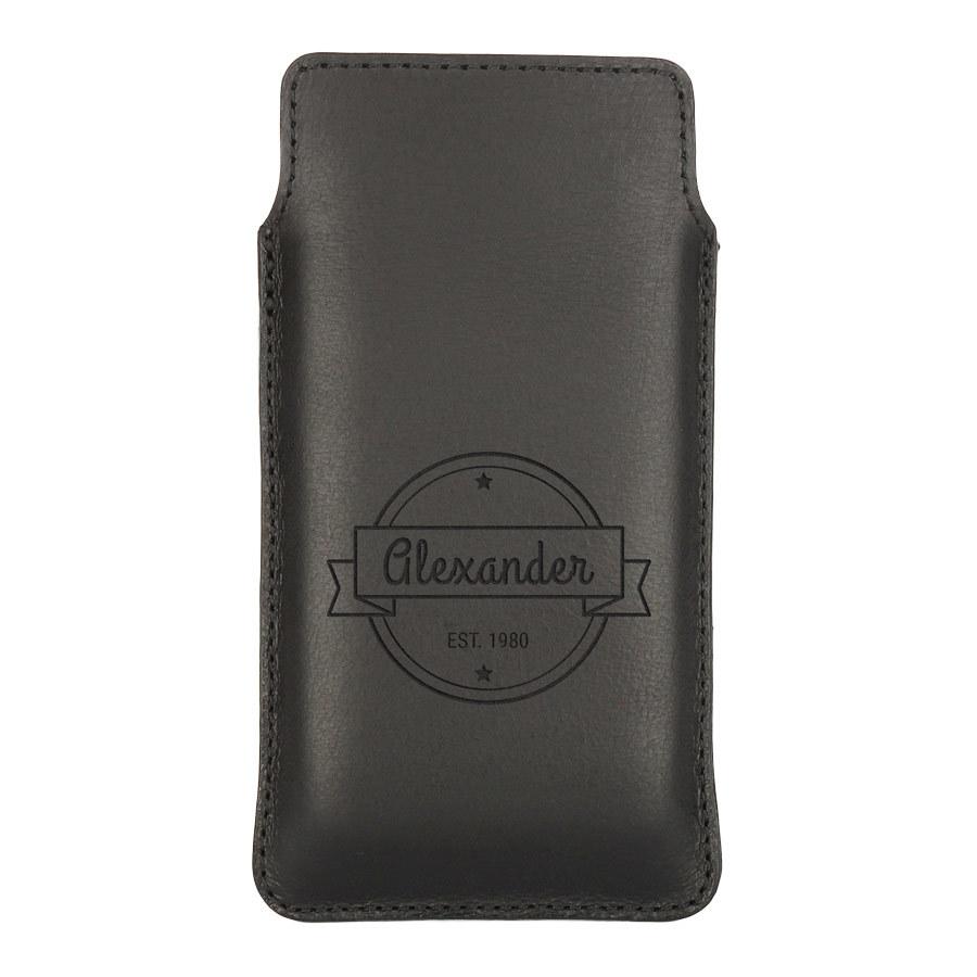 Housse portable personnalisée - M - Cuir Noir