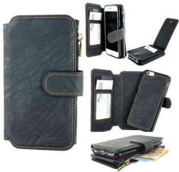 Etui Luxe Noir Porte Monnaie avec Coque et Porte C