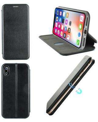 Etui Luxe Rabattable Noir Simili Cuir Avec Support Etui Luxe Rabattable Noir