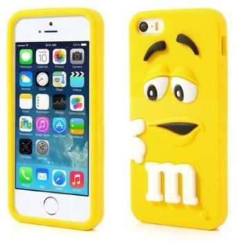 Coque M M S jaune en silicone pour iphone 5 5S SE Coque M M S jaune en silicone