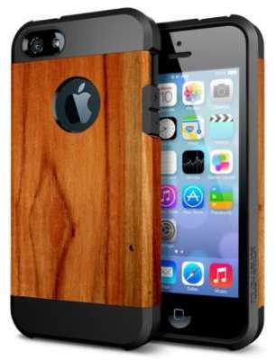 Coque Armure Robuste motif bois miel pour iPhone 5 Coque Armure Robuste motif