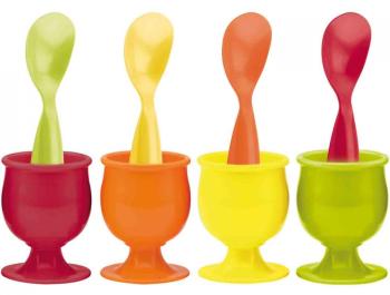 Set de 4 coquetiers et de 4 cuillères à oeufs assortis Set de 4 coquetiers et de
