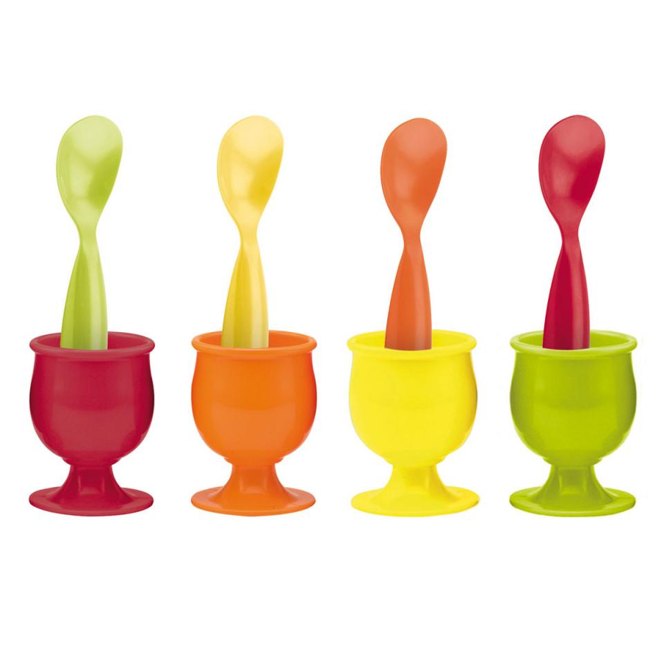 Set 8 pièces : 4 coquetiers et 4 cuillères à oeufs