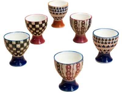 Coquetier en céramique (par 6) motifs colorés Para