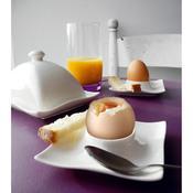 Coquetier en porcelaine carré ondulé Blanc 10x10cm Coquetier en porcelaine carré